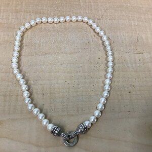 Judith Ripka 925 Sterling Silver Clasp Magnetic Pearl Necklace